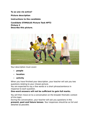GCSE French (Higher) - Module 1 - Page 10 - Tu as une vie active? - Picture based task