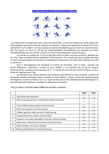 Pearson Edexcel / AQA GCSE French (Higher) - Module 1 - Page 10 - Tu as une vie active?