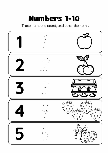 Numbers Tracing 1-10 Worksheet