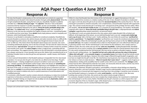 AQA Language Paper 1 2017 Rosabel Model Answers