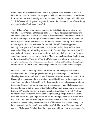 Essay on Banquo in 'Macbeth'