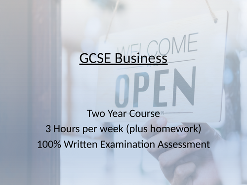 Edexcel Y8 Y9 GCSE Business Taster lesson