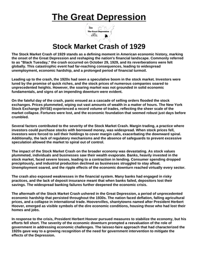 Great Depression: Stock Market Crash “Article & Questions” Assignment