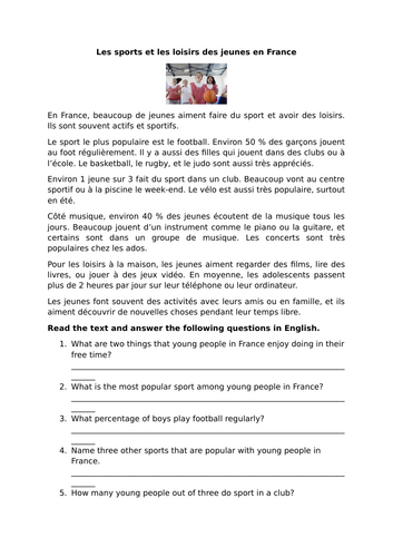 GCSE French (Higher) - Module 1 - Tu as une vie active?