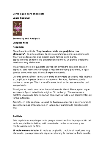 Como agua para chocolate – Chapter Nine Summary and Analysis