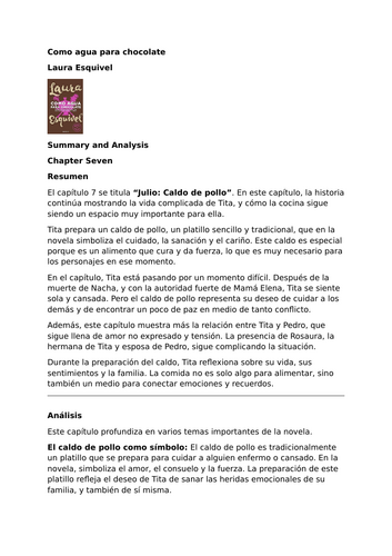 Como agua para chocolate by Laura Esquivel – Summary and Analysis – Chapter Seven