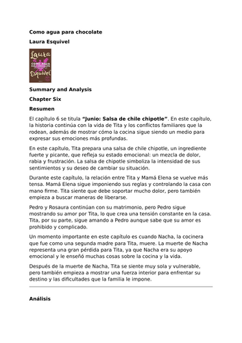 Como agua para chocolate by Laura Esquivel – Summary and Analysis – Chapter Six