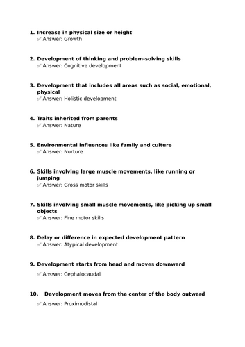 AAQ in Early Childhood Development Unit 1 REVISION ACTIVITIES