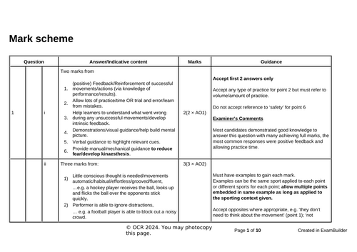 OCR PE A LEVEL PSYCHOLOGY RESOURCES ; 1 STAGES OF LEARNING