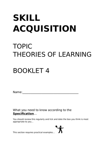 OCR A LEVEL PE SKILL / PSYCH. LEARNING THEORIES