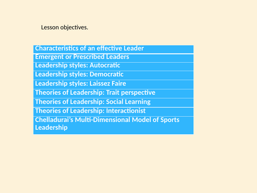OCR A LEVEL PE SKILL / PSYCH. LEADERSHIP