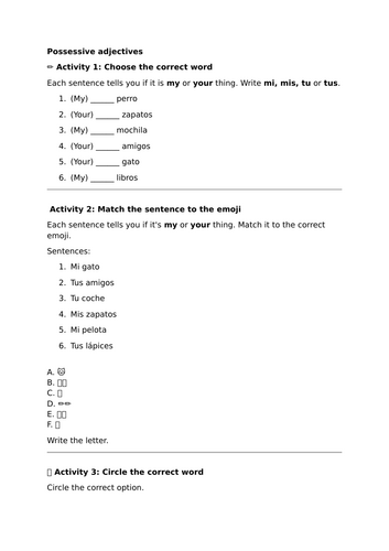 Viva 1 - Module 4 - ¿Cuántas personas hay en tu familia? - Grammar - Possessive adjectives
