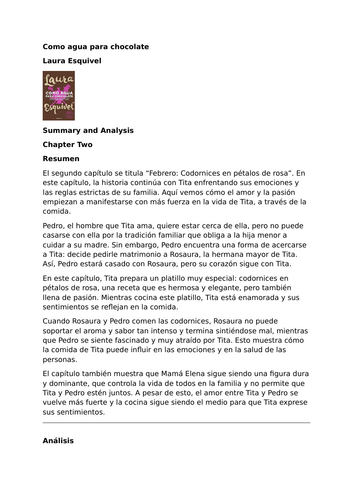 Como agua para chocolate by Laura Esquivel – Summary and Analysis – Chapter Two