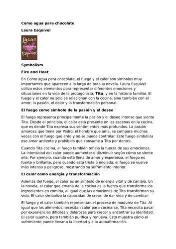Como agua para chocolate by Laura Esquivel – Symbolism – Fire and Heat