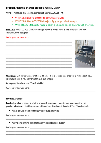 KS3 DT - ACCESS FM Marcel Breuer - Wassily Chair