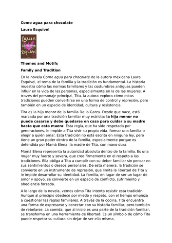 Como agua para chocolate by Laura Esquivel – Themes and Motifs – Family and Tradition