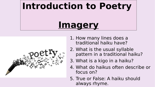 Introduction to Poetry - Imagery (Assessment Prep and Assessment)
