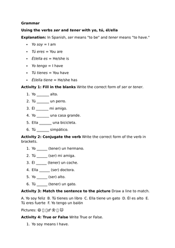 Viva 1 - Module 4 - ¿De qué color tienes los ojos? - Grammar - Ser and tener with yo, tú, él/ella