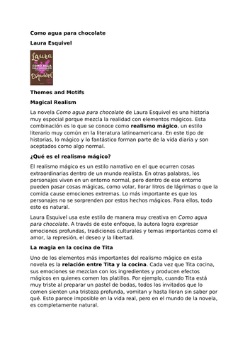 Como agua para chocolate by Laura Esquivel – Themes and Motifs – Magical Realism