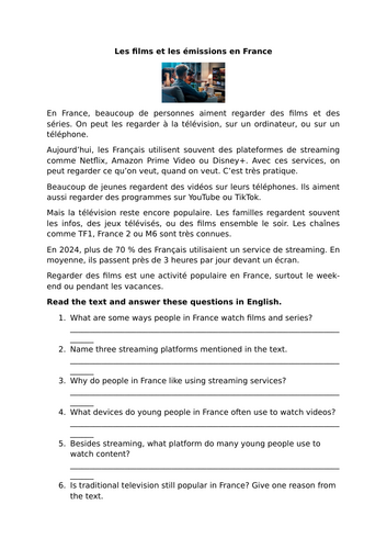 Pearson Edexcel / AQA GCSE French (Higher) - Module 1 - Page 12 - Qu'est-ce que tu regardes?