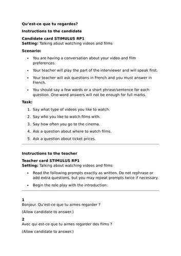 Pearson Edexcel / AQA GCSE French (Higher) - Module 1 - Page 12 - Qu'est-ce que tu regardes?