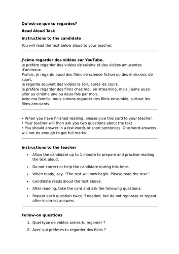 Pearson Edexcel / AQA GCSE French (Higher) - Module 1 - Page 12 - Qu'est-ce que tu regardes?