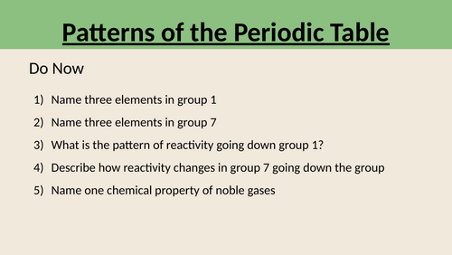 Patterns of the Periodic Table - KS4 Revision