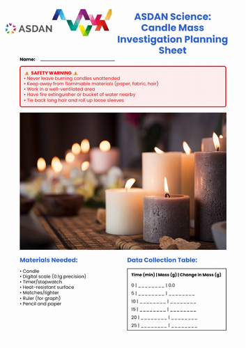 ASDAN Science - Chemical Change - Candle Changes - A1