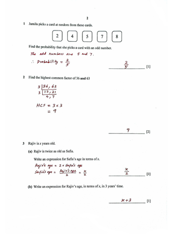STAGE 7 PROGRESSION TEST MATHEMATICS PAPER 2 (2022) WORKED SOLUTIONS