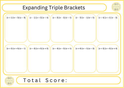 Expanding Triple Brackets - 10 Questions