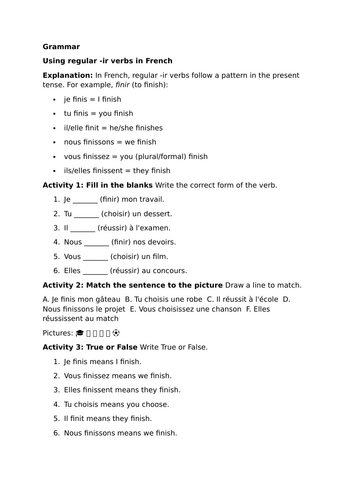 Using Regular -ir Verbs