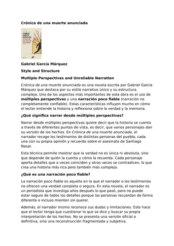 Crónica de una muerte anunciada by Gabriel García Márquez – Style and Structure