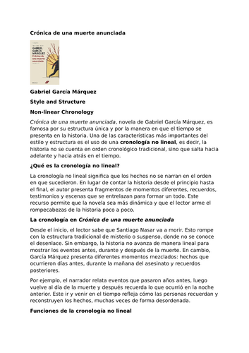 Crónica de una muerte anunciada by Gabriel García Márquez – Style and Structure