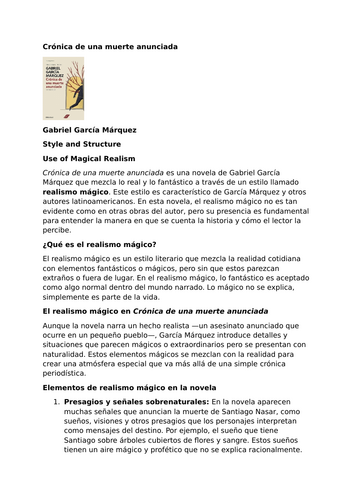 Crónica de una muerte anunciada by Gabriel García Márquez – Style and Structure