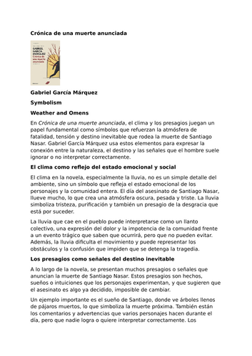Crónica de una muerte anunciada by Gabriel García Márquez – Symbolism: Weather