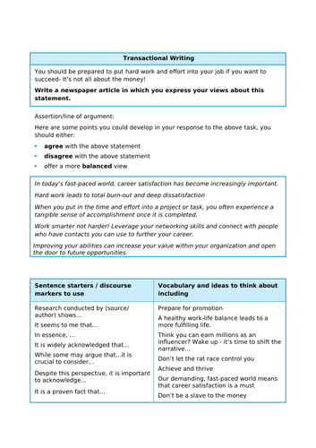 Transactional writing task - Job Satisfaction