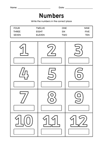Numbers Vocabulary Worksheet