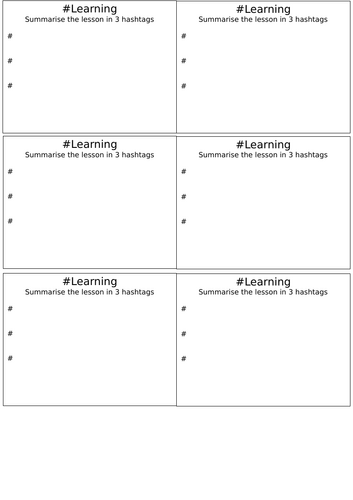 Lesson Plenary Print Outs Variety