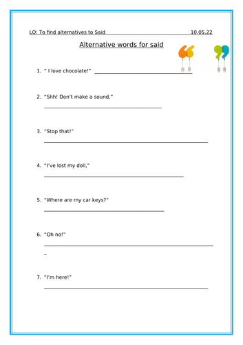 Alternative words for 'Said'