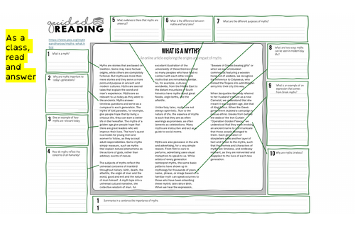 Myths and Legends KS3 Fully Resourced SoL