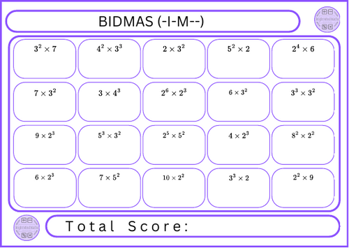 BIDMAS (-I-M--) - 20 Questions