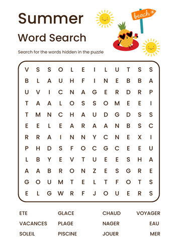 Verano - Wordsearch - Year 7