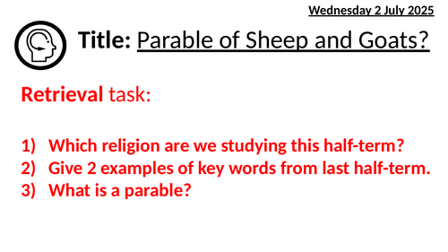 Sheep and Goats KS3