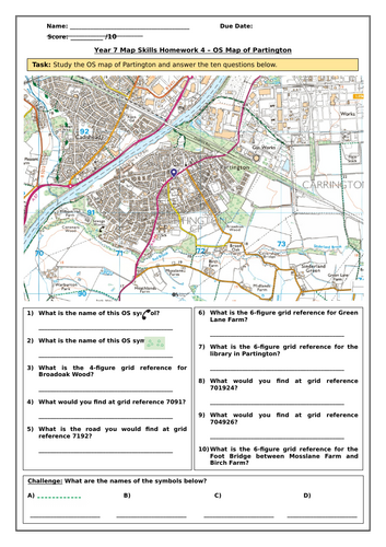 Map Skills Homework - OS Maps