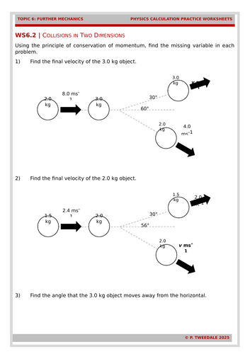 F. Mechanics: Collisions in 2 Dimensions Calculations