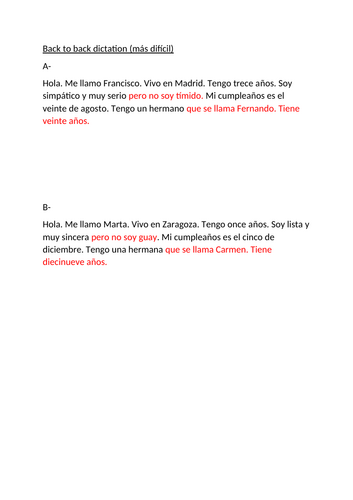 Back to back partner dictation Viva 1 Module 1