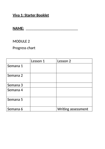 Starter booklet Viva 1 Module 2 Spanish