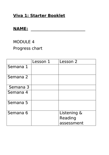 Starter booklet Viva 1 Module 4 Spanish