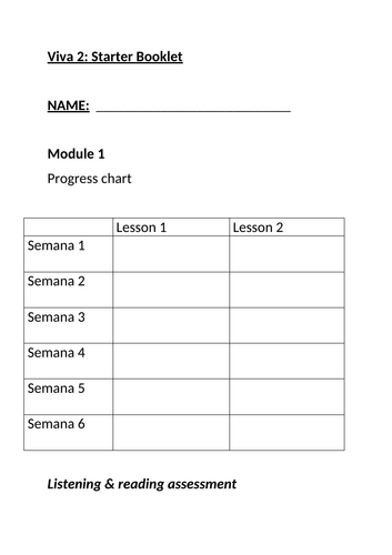 Starter booklet Viva 2 Module 1 Spanish