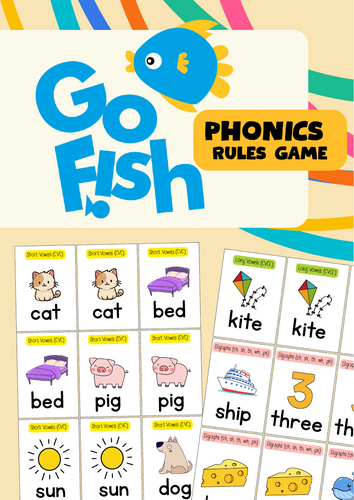 Go Fish – Phonics Rules Game | 60 Cards | Phonics Centers & Small Groups